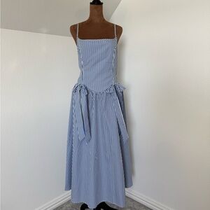 Chic Blue Striped Midi Dress